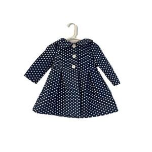 Bonnie Jean Girls Long Coat Jacket 3T Navy And White Pola Dots Bow